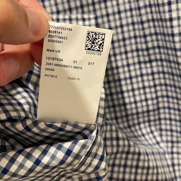 NWT Hugo Boss Dress Shirt Mark Sharp Fit 16.5 L x 34/35 Blue Check Gingham - Picture 8 of 11